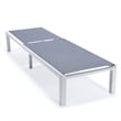 LeisureMod Marlin Patio Chaise Lounge Aluminum White Frame Set of 2 Dark Gray