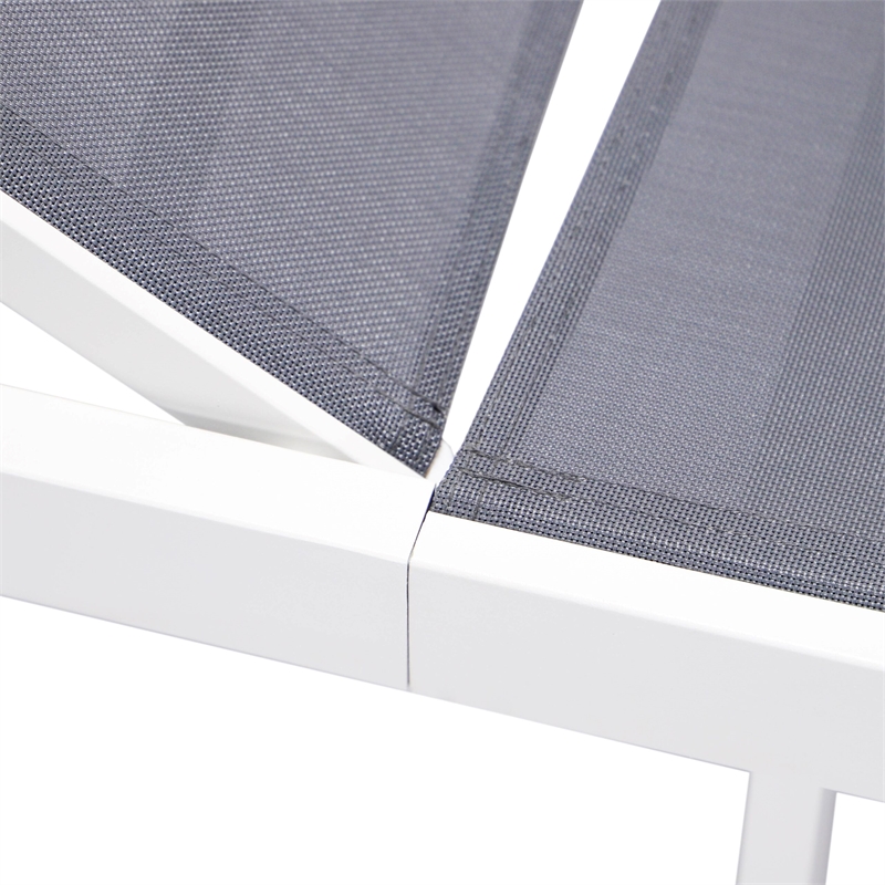 LeisureMod Marlin Patio Chaise Lounge Aluminum White Frame Set of 2 Dark Gray