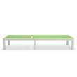 LeisureMod Marlin Patio Chaise Lounge Aluminum White Frame Set of 2 Green