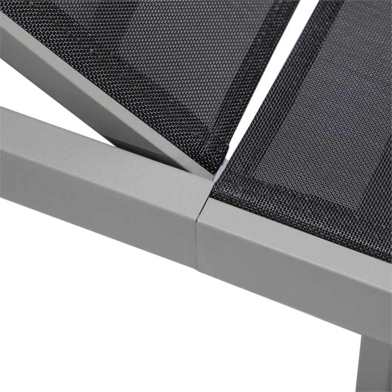 LeisureMod Marlin Patio Chaise Lounge Aluminum Grey Frame Set of 2 Black