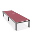 LeisureMod Marlin Patio Chaise Lounge Aluminum Grey Frame Set of 2 Burgundy