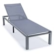LeisureMod Marlin Patio Chaise Lounge Aluminum Grey Frame Set of 2 Dark Gray