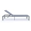 LeisureMod Marlin Patio Chaise Lounge Aluminum Grey Frame Set of 2 Dark Gray