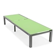 LeisureMod Marlin Patio Chaise Lounge Aluminum Grey Frame Set of 2 Green
