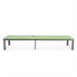 LeisureMod Marlin Patio Chaise Lounge Aluminum Grey Frame Set of 2 Green