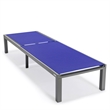 LeisureMod Marlin Patio Chaise Lounge Aluminum Grey Frame Set of 2 Navy Blue