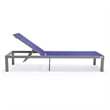 LeisureMod Marlin Patio Chaise Lounge Aluminum Grey Frame Set of 2 Navy Blue