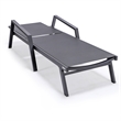 LeisureMod Marlin Patio Chaise Lounge Aluminum Black Arms Set of 2 Black