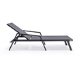 LeisureMod Marlin Patio Chaise Lounge Aluminum Black Arms Set of 2 Black