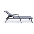 LeisureMod Marlin Patio Chaise Lounge Aluminum Black Arms Set of 2 Dark Gray