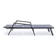 LeisureMod Marlin Patio Chaise Lounge Aluminum Black Arms Set of 2 Dark Gray
