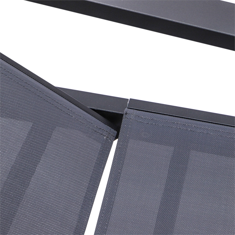 LeisureMod Marlin Patio Chaise Lounge Aluminum Black Arms Set of 2 Dark Gray