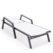 LeisureMod Marlin Patio Chaise Lounge Aluminum Black Arms Set of 2 White