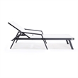 LeisureMod Marlin Patio Chaise Lounge Aluminum Black Arms Set of 2 White