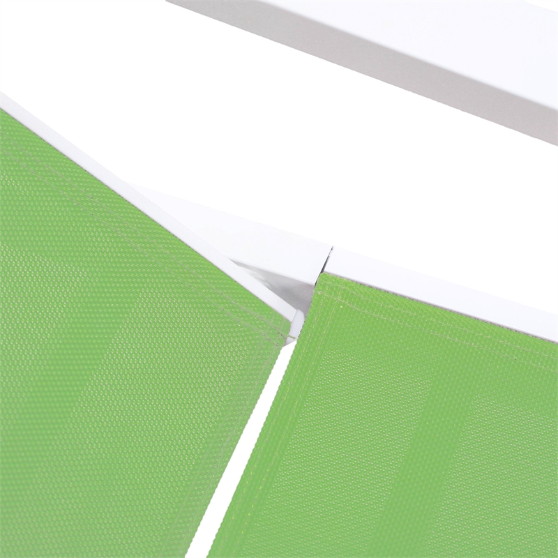 LeisureMod Marlin Chaise Lounge Chair Aluminum White Arms Set of 2 Green