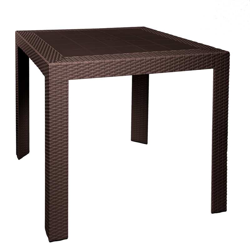 LeisureMod Mace Mid-Century 3-Piece Plastic Outdoor Dining Set Brown