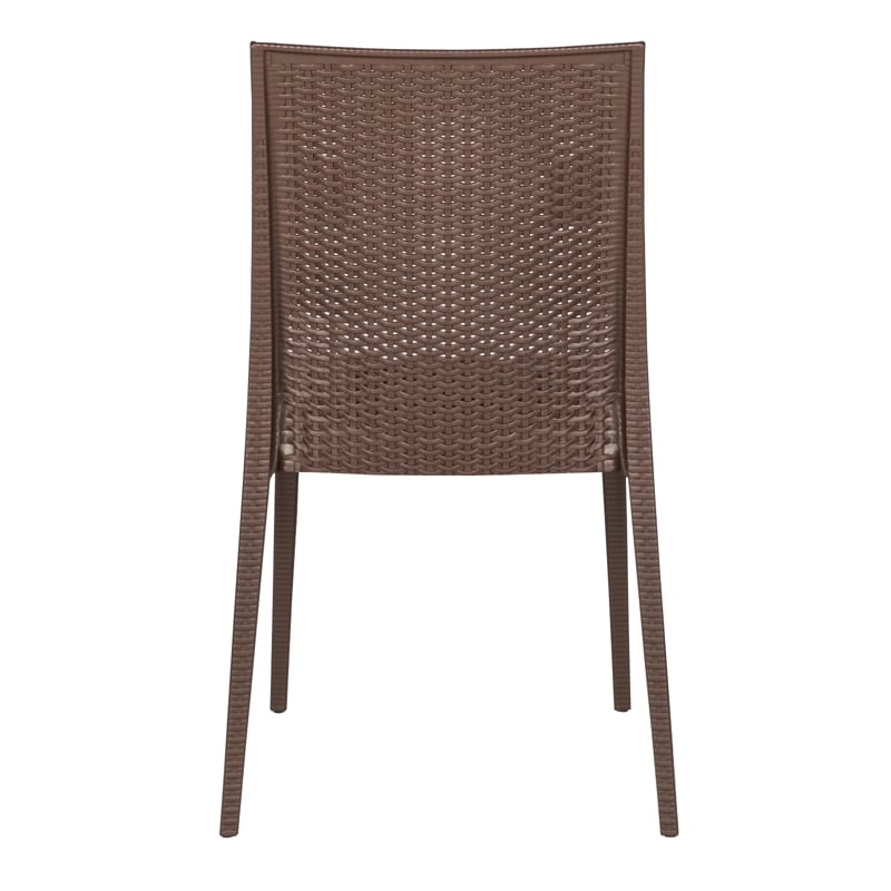 LeisureMod Mace Mid-Century 3-Piece Plastic Outdoor Dining Set Brown