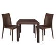 LeisureMod Mace Mid-Century 3-Piece Plastic Outdoor Dining Set Brown