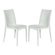 LeisureMod Mace Mid-Century 3-Piece Plastic Outdoor Dining Set White