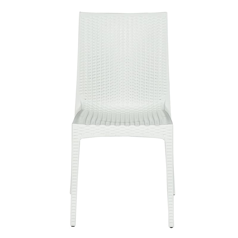 LeisureMod Mace Mid-Century 3-Piece Plastic Outdoor Dining Set White