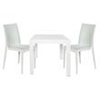 LeisureMod Mace Mid-Century 3-Piece Plastic Outdoor Dining Set White