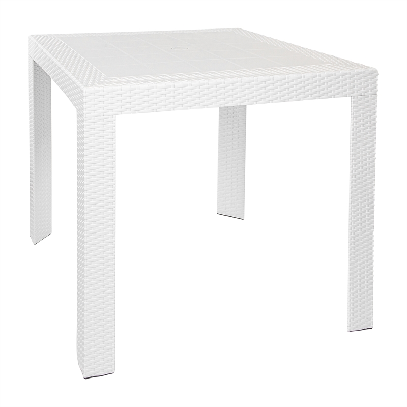 LeisureMod Mace Mid-Century 3-Piece Plastic Outdoor Dining Set White Black