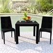 LeisureMod Mace Mid-Century 3-Piece Plastic Outdoor Dining Set White Black