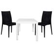 LeisureMod Mace Mid-Century 3-Piece Plastic Outdoor Dining Set White Black