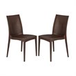 LeisureMod Mace Mid-Century 3-Piece Plastic Outdoor Dining Set White Brown