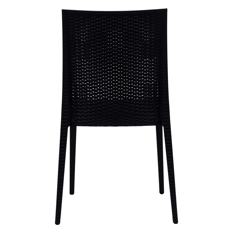 LeisureMod Mace Mid-Century 7-Piece Plastic Outdoor Dining Set Black