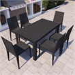 LeisureMod Mace 7-Piece Rectangular Plastic Outdoor Dining Set Black