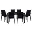 LeisureMod Mace 7-Piece Rectangular Plastic Outdoor Dining Set Black