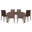 LeisureMod Mace 7-Piece Rectangular Plastic Outdoor Dining Set Brown