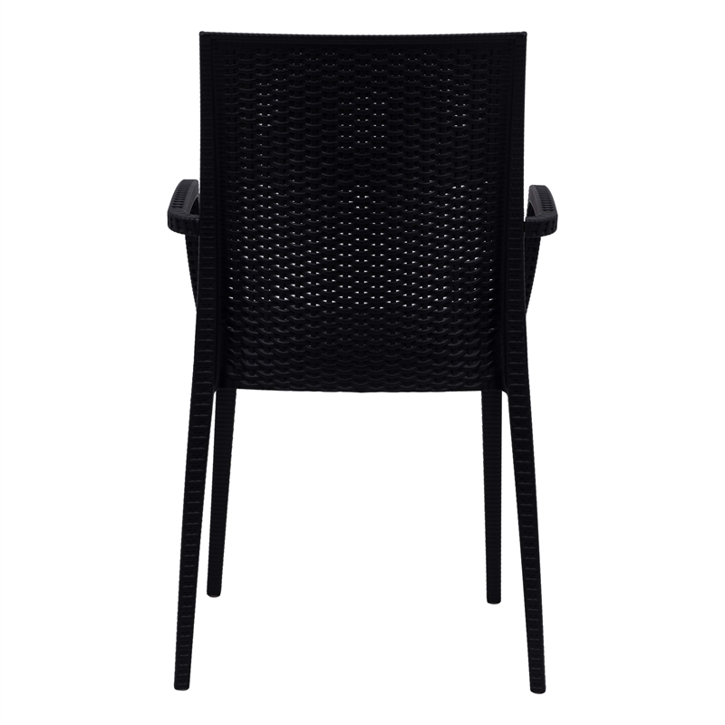 LeisureMod Mace 7-Piece Rectangular Plastic Outdoor Dining Set White Black