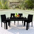 LeisureMod Mace 7-Piece Rectangular Plastic Outdoor Dining Set White Black