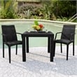 LeisureMod Mace 7-Piece Rectangular Plastic Outdoor Dining Set White Black