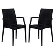LeisureMod Mace 7-Piece Rectangular Plastic Outdoor Dining Set White Black
