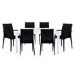 LeisureMod Mace 7-Piece Rectangular Plastic Outdoor Dining Set White Black