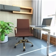 LeisureMod Harris Leather Office Chair with Gold Frame Dark Brown