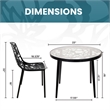 LeisureMod Devon 3-Piece Aluminum Dining Set with Table and Set of Chairs Black