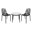 LeisureMod Devon 3-Piece Aluminum Dining Set with Table and Set of Chairs Black