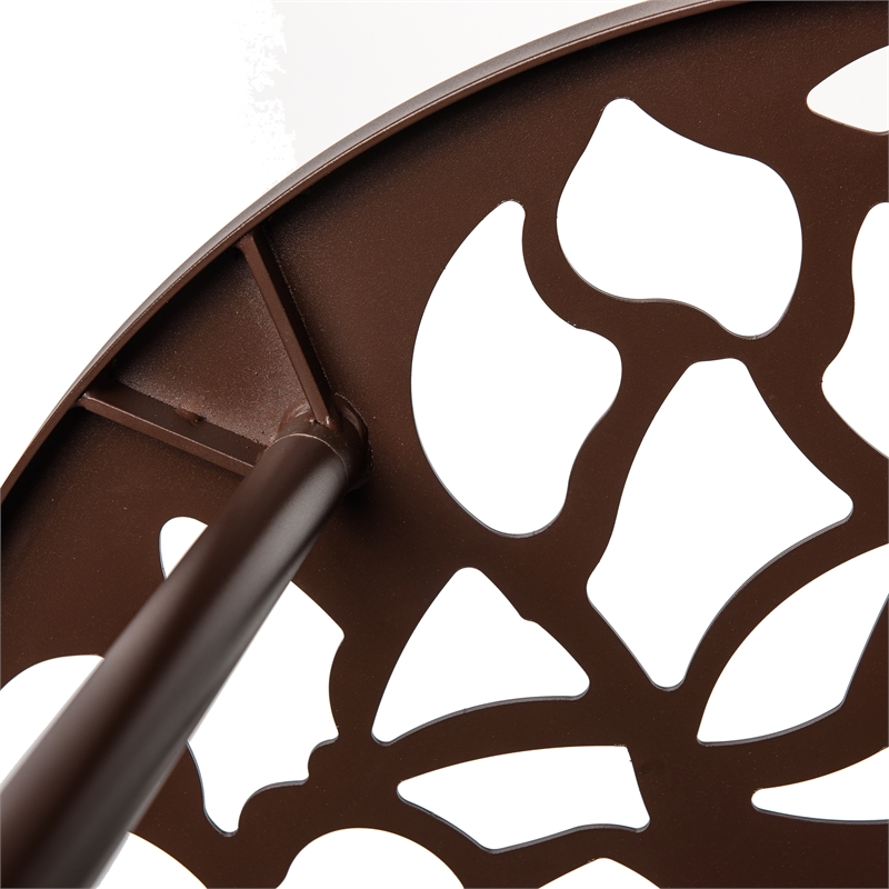 LeisureMod Devon 3-Piece Aluminum Dining Set with Table and Set of Chairs Brown