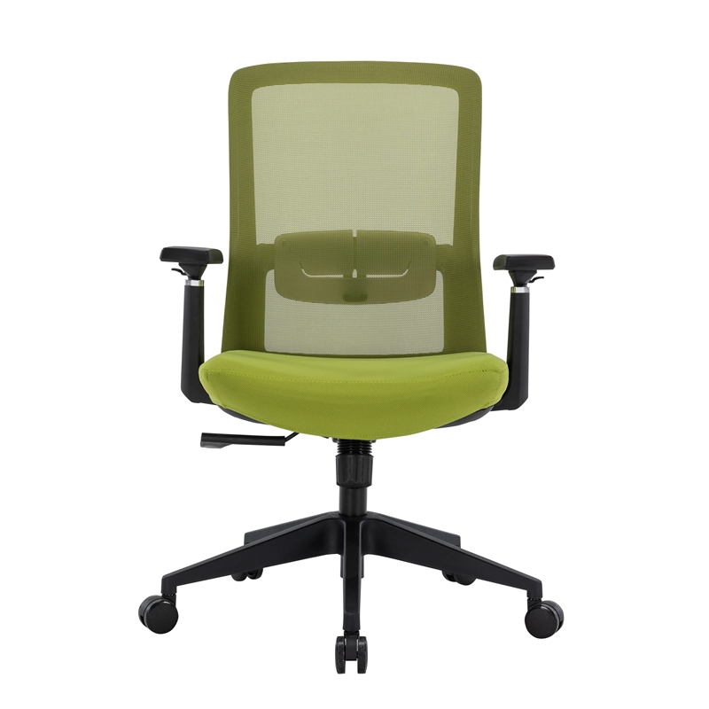 LeisureMod Ingram Plastic Office Chair with Green Seat Cover