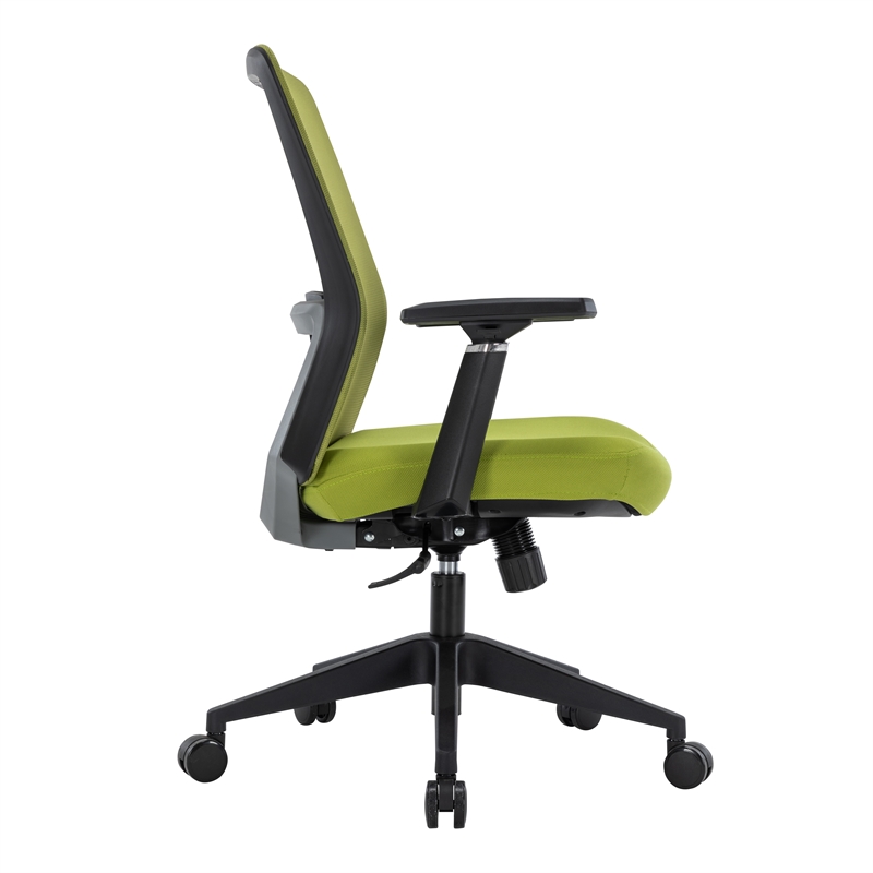 LeisureMod Ingram Plastic Office Chair with Green Seat Cover