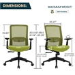 LeisureMod Ingram Plastic Office Chair with Green Seat Cover