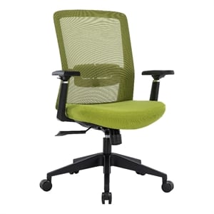 LeisureMod Ingram Plastic Office Chair with Green Seat Cover