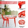 LeisureMod Devon 3-Piece Aluminum Dining Set with Table and Set of Chairs Red