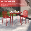 LeisureMod Devon 3-Piece Aluminum Dining Set with Table and Set of Chairs Red