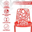 LeisureMod Devon 3-Piece Aluminum Dining Set with Table and Set of Chairs Red