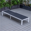 LeisureMod Marlin 2 White Aluminum Lounge Chair and Fire Pit Table Black